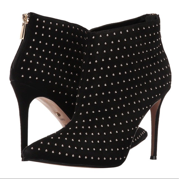 💄RAYE Tori Booties Black studded boots. size 38 7.5 Crystal Diamond Studs Suede - Picture 2 of 16